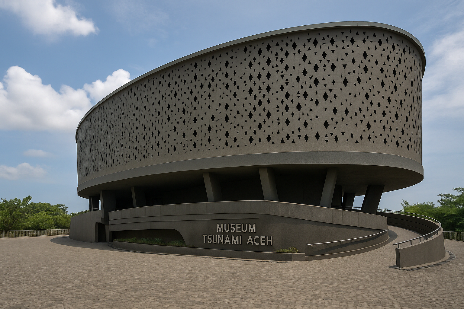 Museum Tsunami Aceh – Ikon Edukasi dan Peringatan Bencana Museum Tsunami Aceh dengan arsitektur modern bergelombang di Banda Aceh